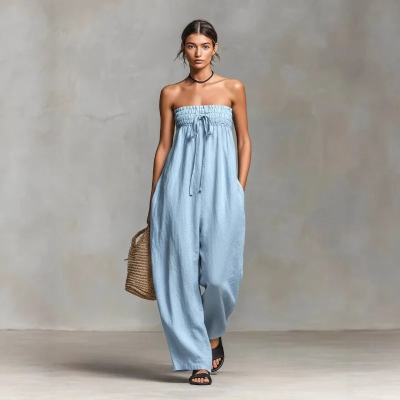 Strapless Wide Leg Summer Jumpsuit