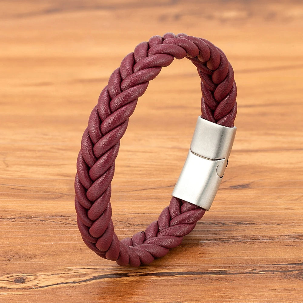 Braided Leather Cuff Bracelet for Men