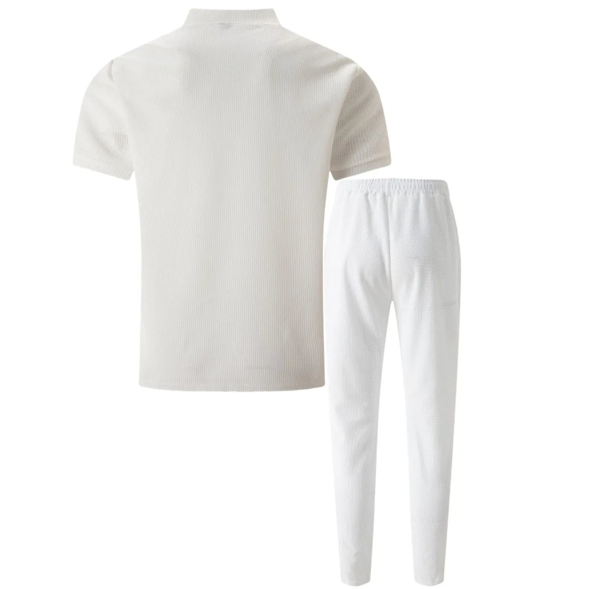 Men's Waffle Knit Polo and Trousers Set