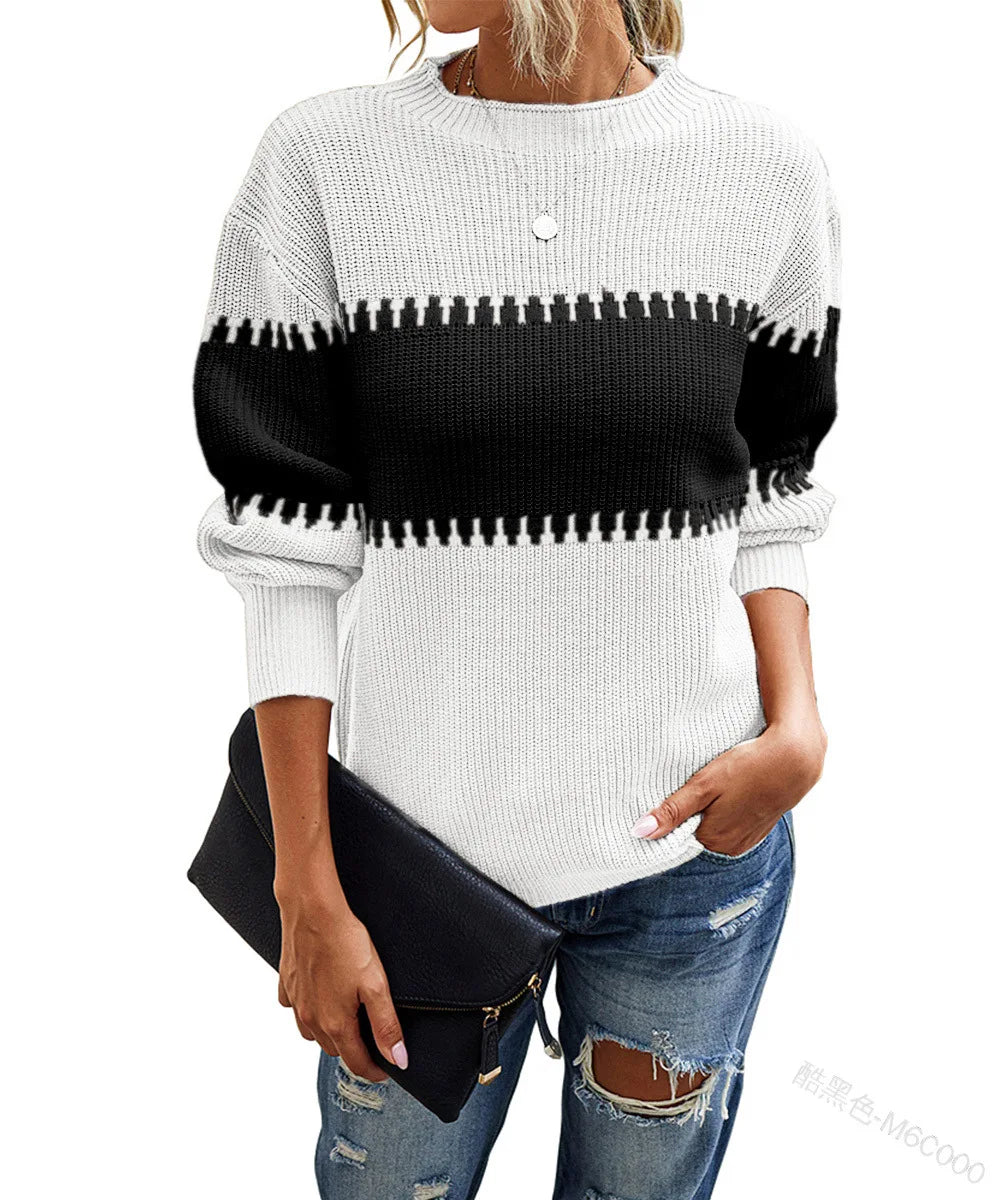 Effortless Chic Color Block Knit Sweater