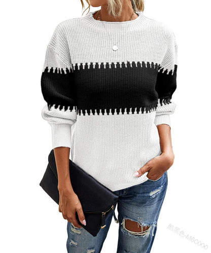 Effortless Chic Color Block Knit Sweater