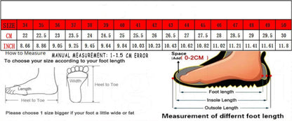 Foot measurement chart for Yang Hui shoes with size chart and foot length measurements.