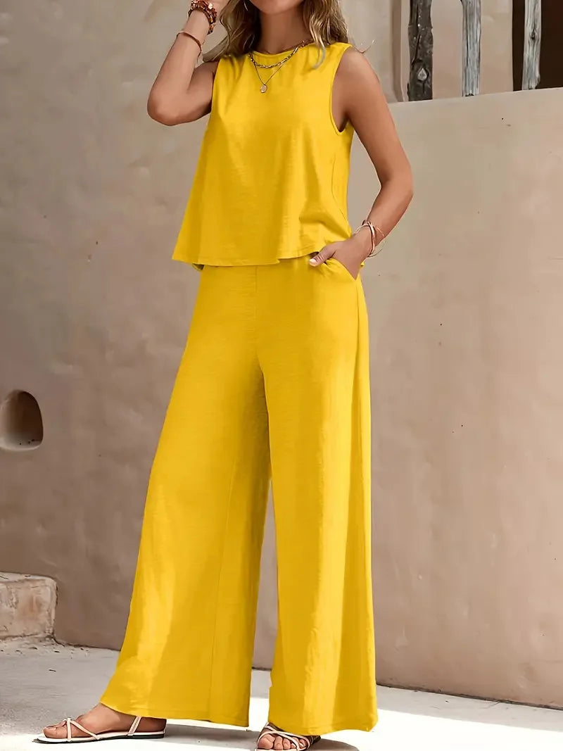 Serene Breeze Wide-Leg Two-Piece Set