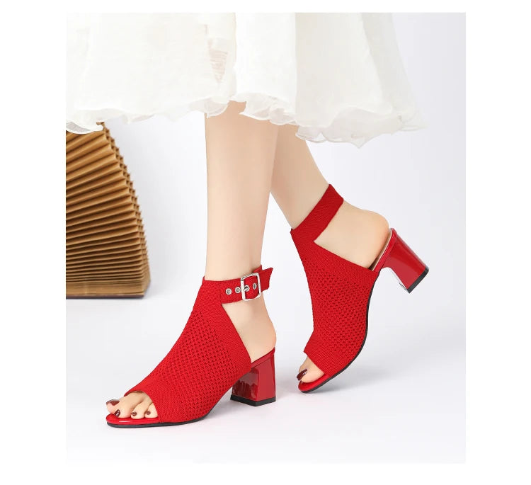 Chic Knit Peep Toe Sandals