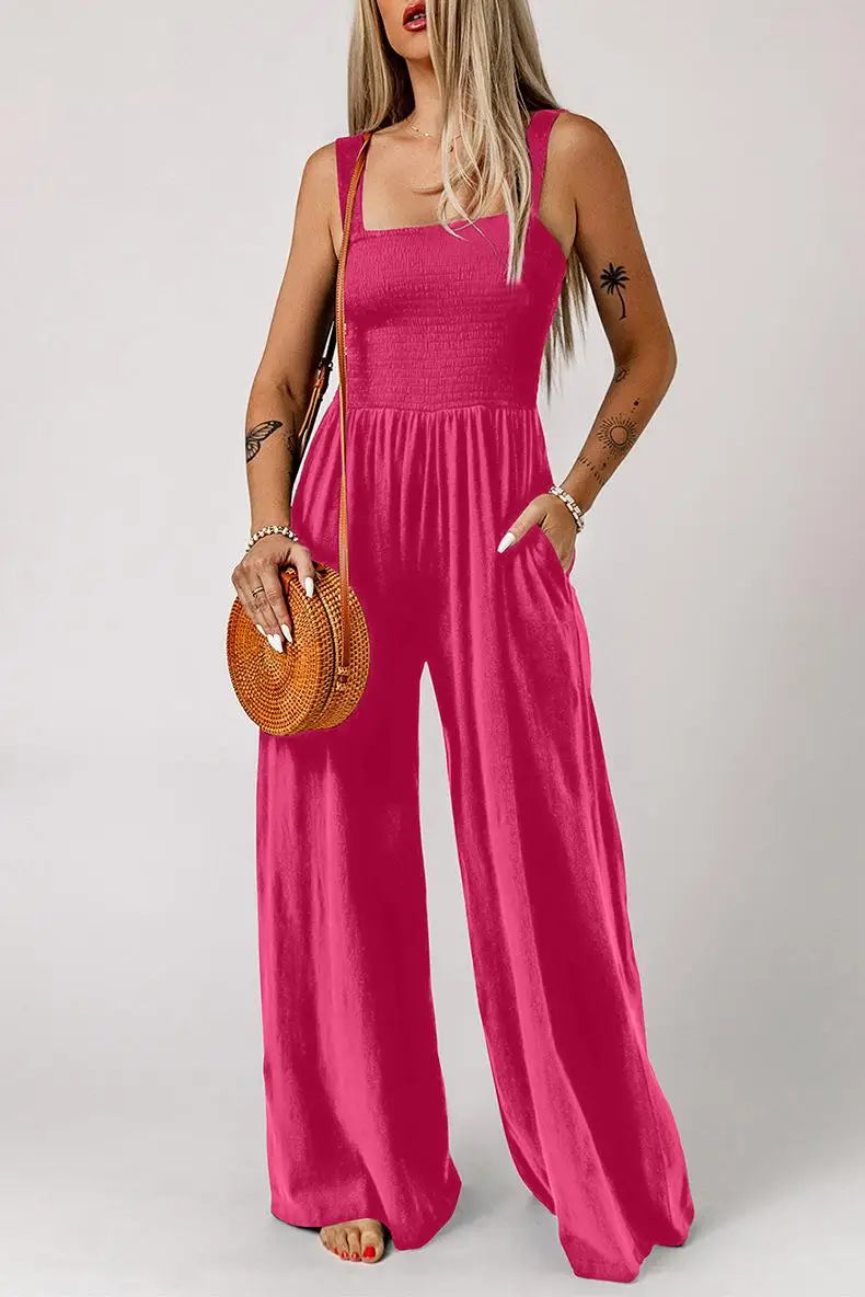 Women's Square Neck Wide Leg Jumpsuit