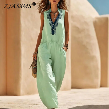 Boho Print Wide Leg Jumpsuit