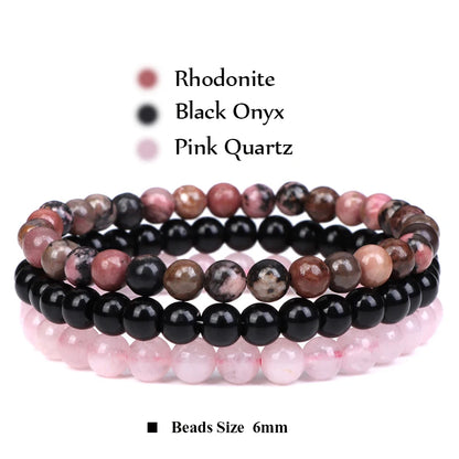3Pcs Stacked Natural Stone Bracelet Set