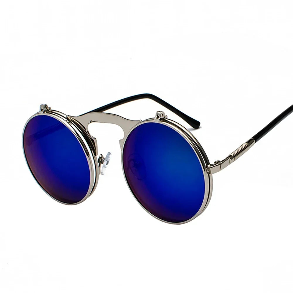 Vintage Steampunk Flip-Up Round Sunglasses
