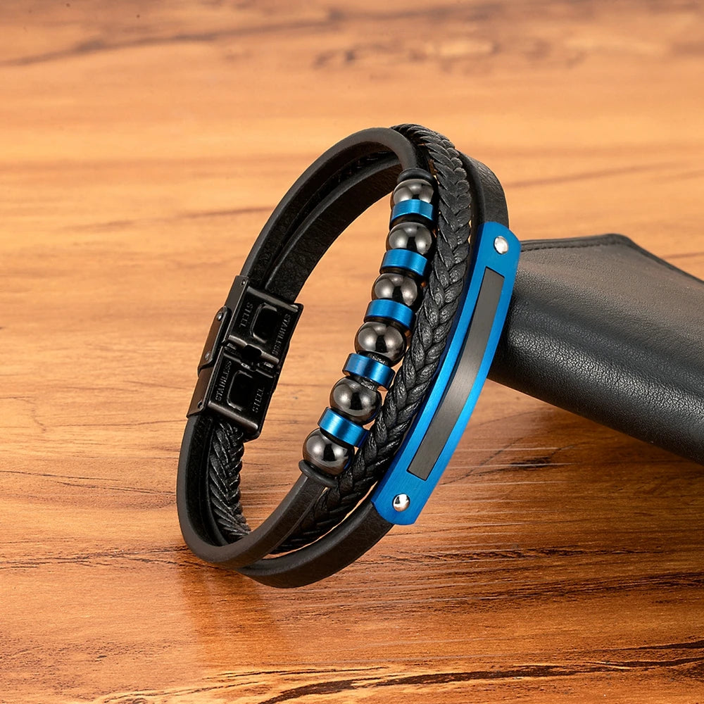 Braided Leather Statement Bracelet