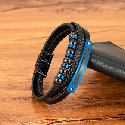 Braided Leather Statement Bracelet