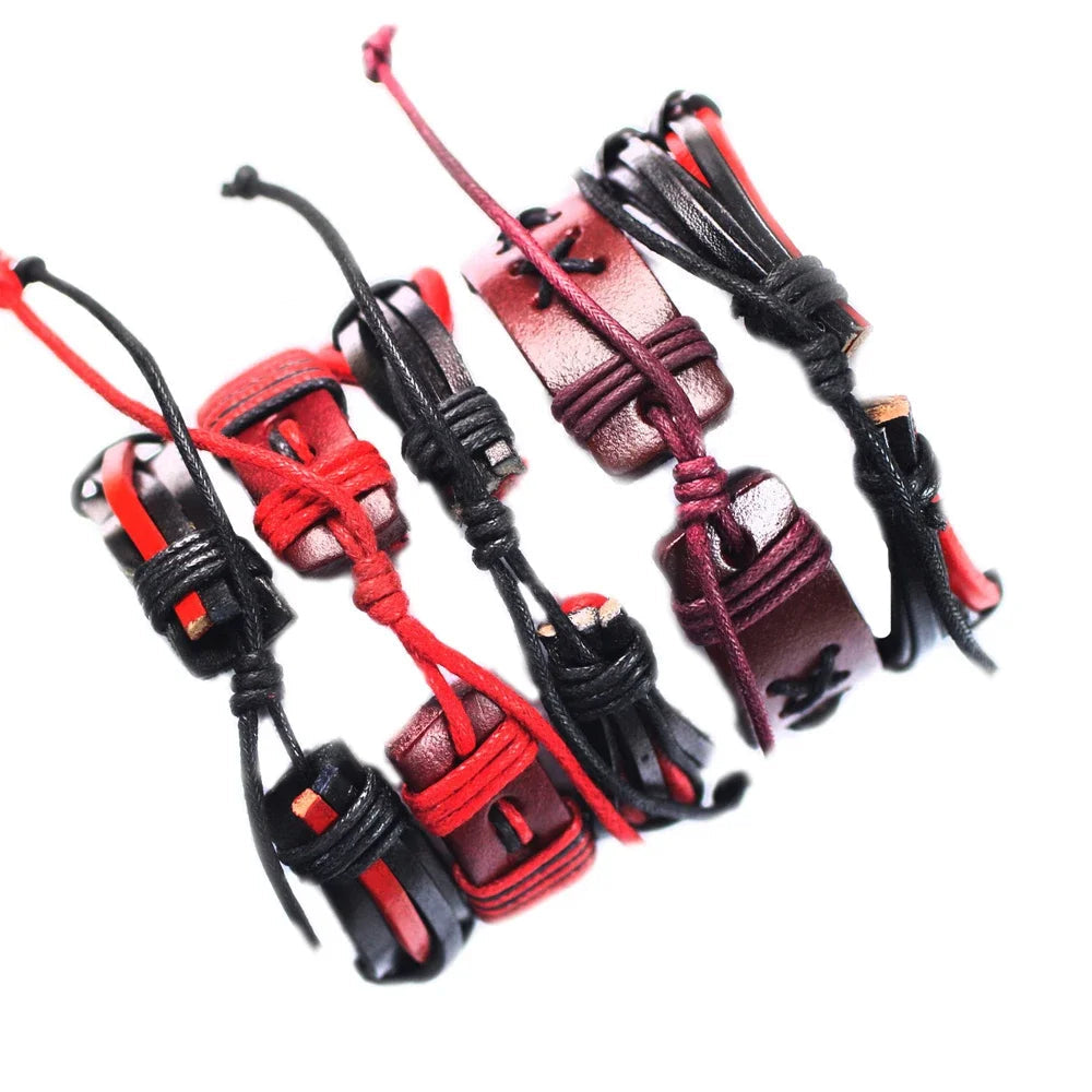 Set of red and black braided cables with connectors on a white background, branded.