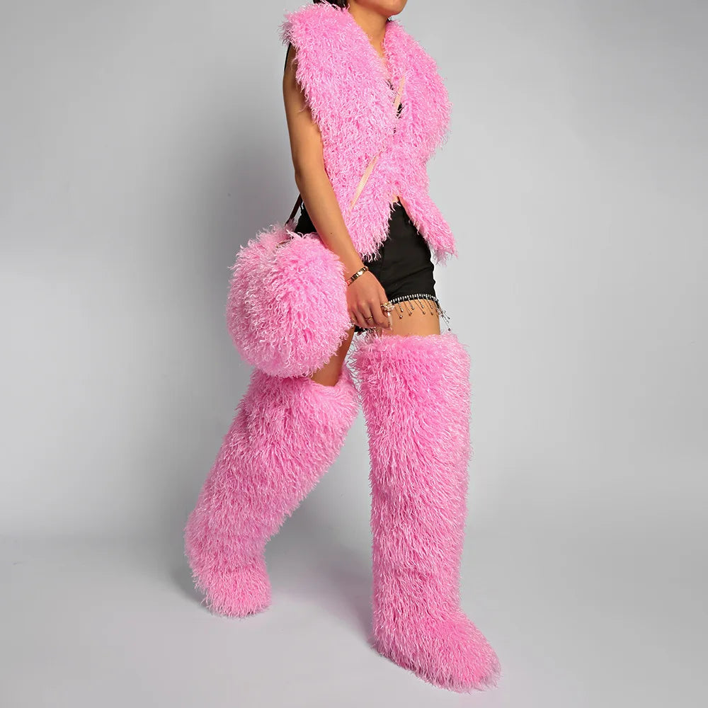 The Spice Girl Round Faux Fur Ring Bag