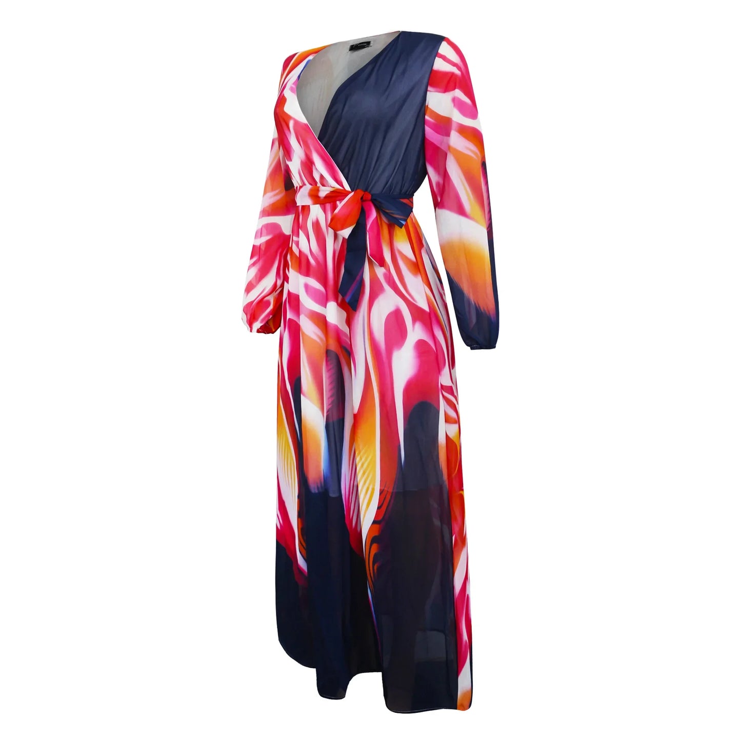 Women's Printed Wrap Maxi Dress