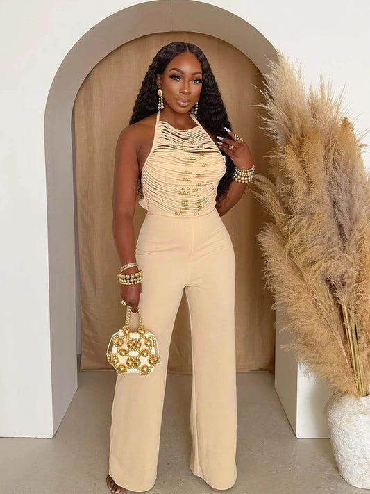 Beaded Palazzo Jumpsuit