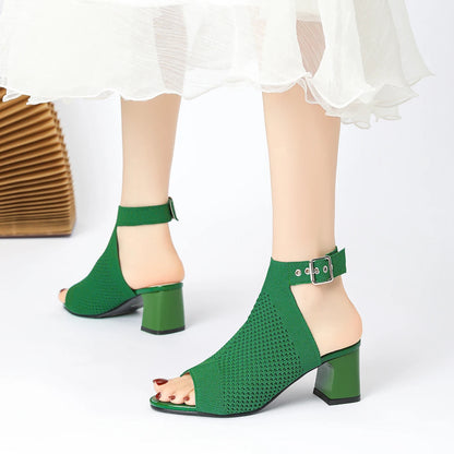 Chic Knit Peep Toe Sandals