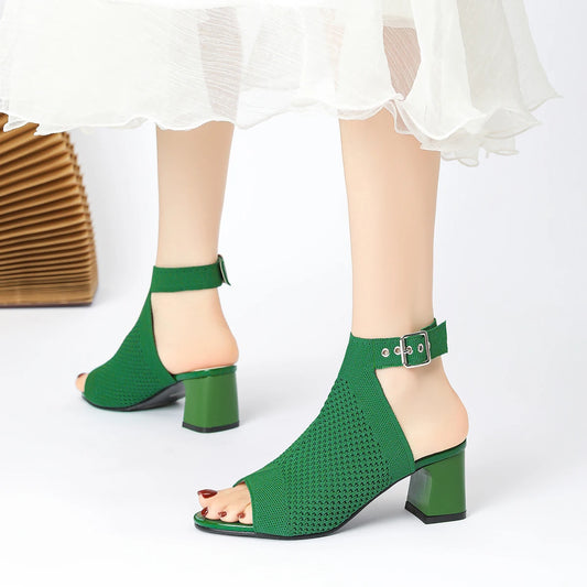 Chic Knit Peep Toe Sandals
