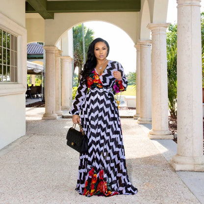 Women's Printed Wrap Maxi Dress