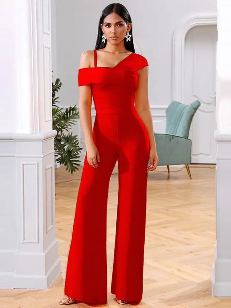 Red bodycon jumpsuit on sale