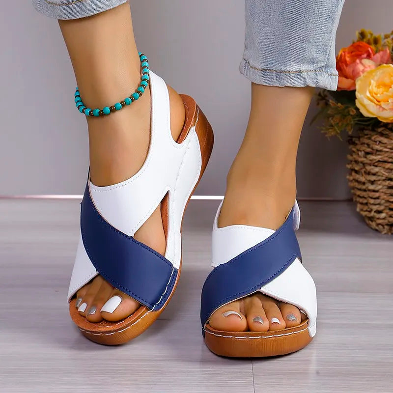 Casual Style Colorblock Wedge Sandals