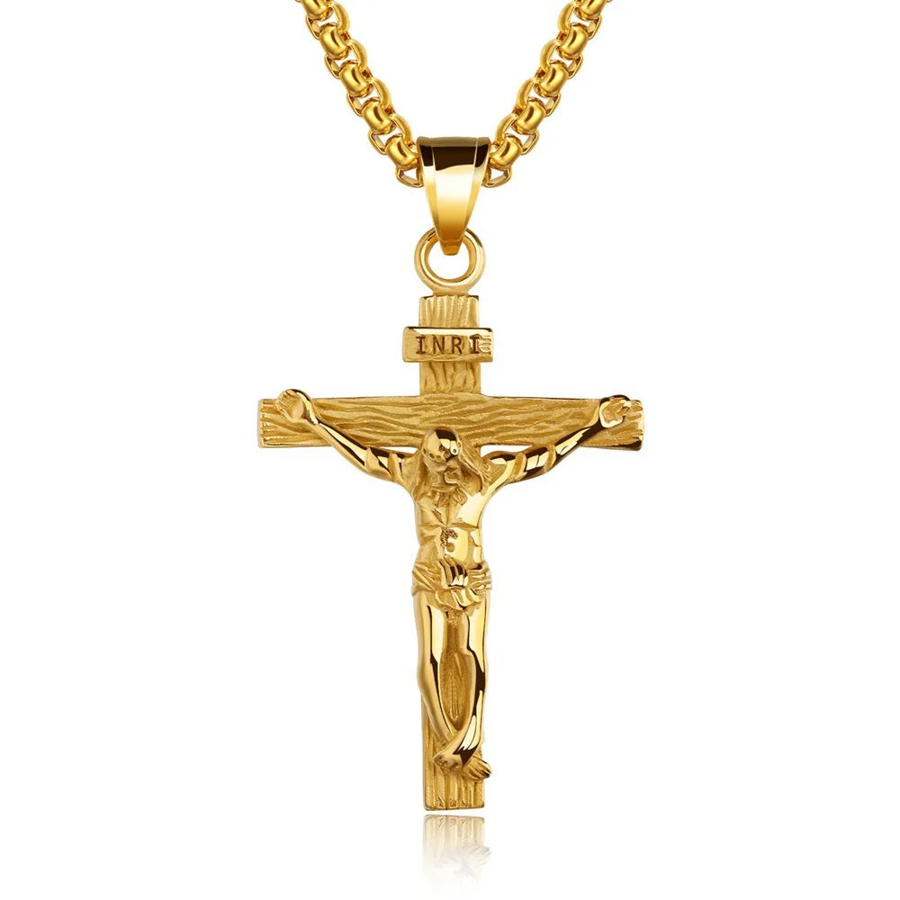 Stainless Steel Crucifix Pendant Necklace