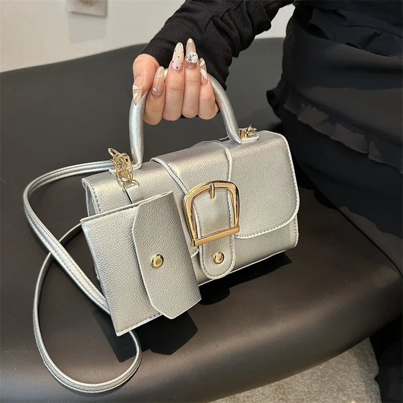Structured Buckle Top-Handle Mini Bag