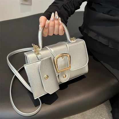 Structured Buckle Top-Handle Mini Bag