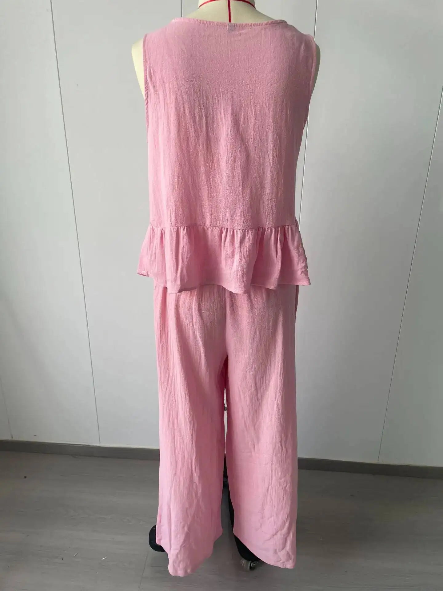 Women's Boho Linen Wide Leg Pant Set