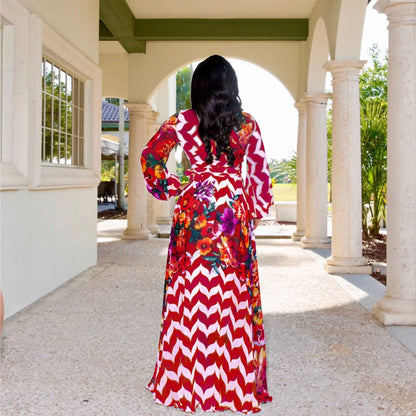 Women's Printed Wrap Maxi Dress