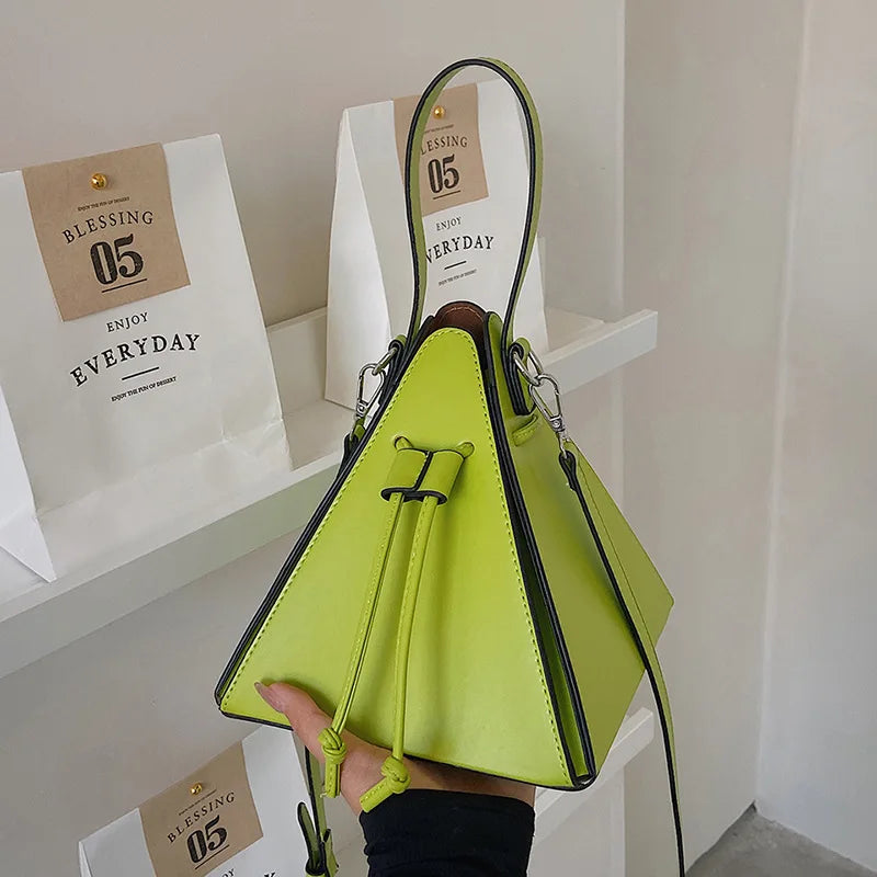Geo Triangle Drawstring Bucket Bag