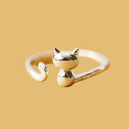 Chic Cat Silver Ring