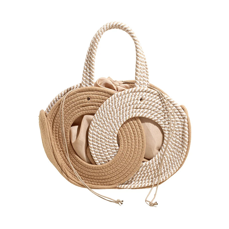 Aura Woven Straw Shoulder Handbag