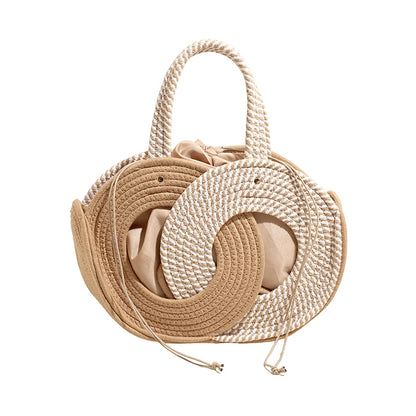 Aura Woven Straw Shoulder Handbag