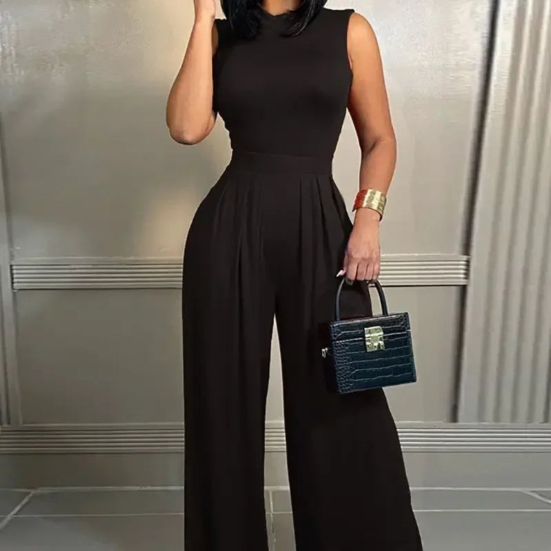 Elegant Wide Leg Sleeveless Jumpsuit