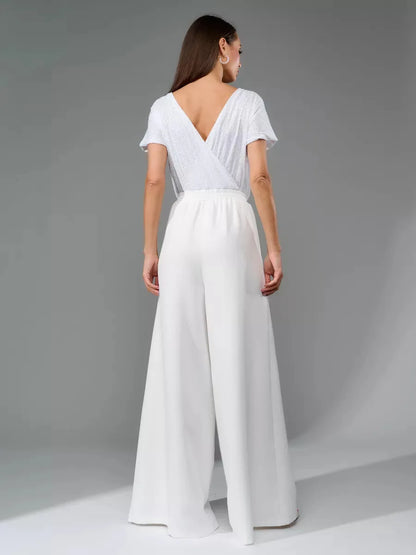 Glittering Sequin Tie Waist Jumpsuit