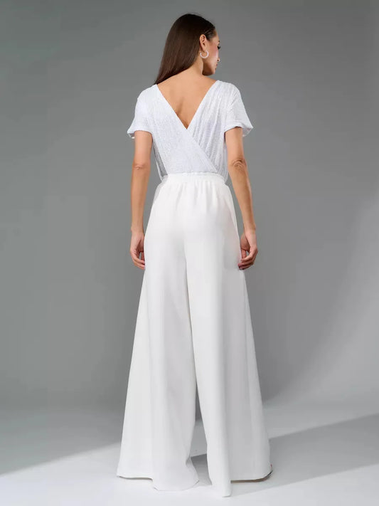 Glittering Sequin Tie Waist Jumpsuit