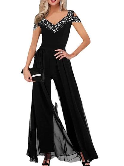 Elegant V-Neck Sleeveless Black Jumpsuit