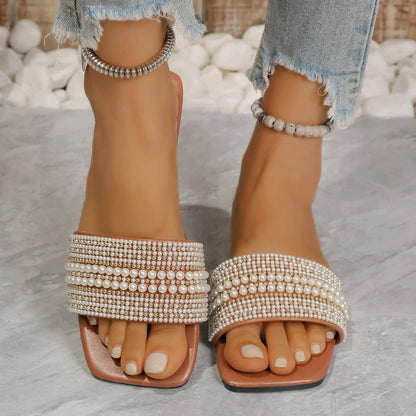 Luxury Pearl Heeled Flats