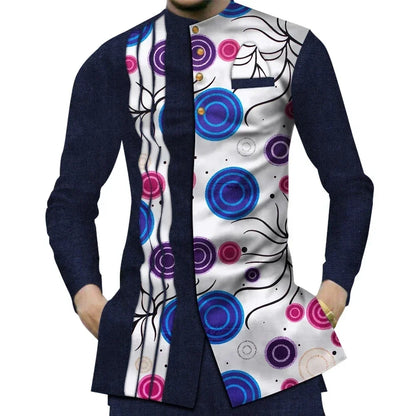 Casual 100% Cotton Mens African  Print Shirt