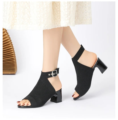 Chic Knit Peep Toe Sandals