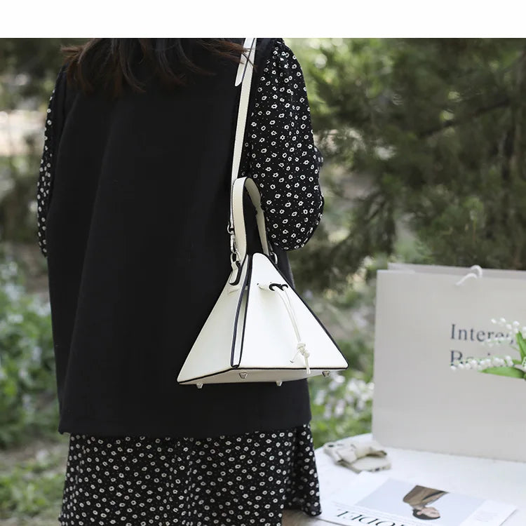 Geo Triangle Drawstring Bucket Bag