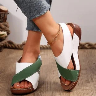Casual Style Colorblock Wedge Sandals