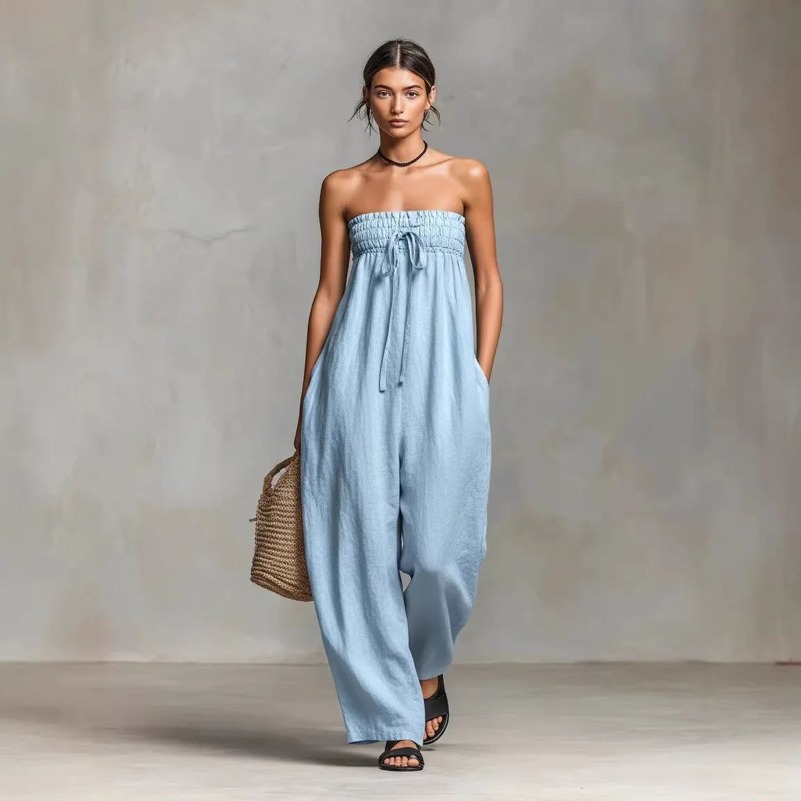 Strapless Wide Leg Summer Jumpsuit
