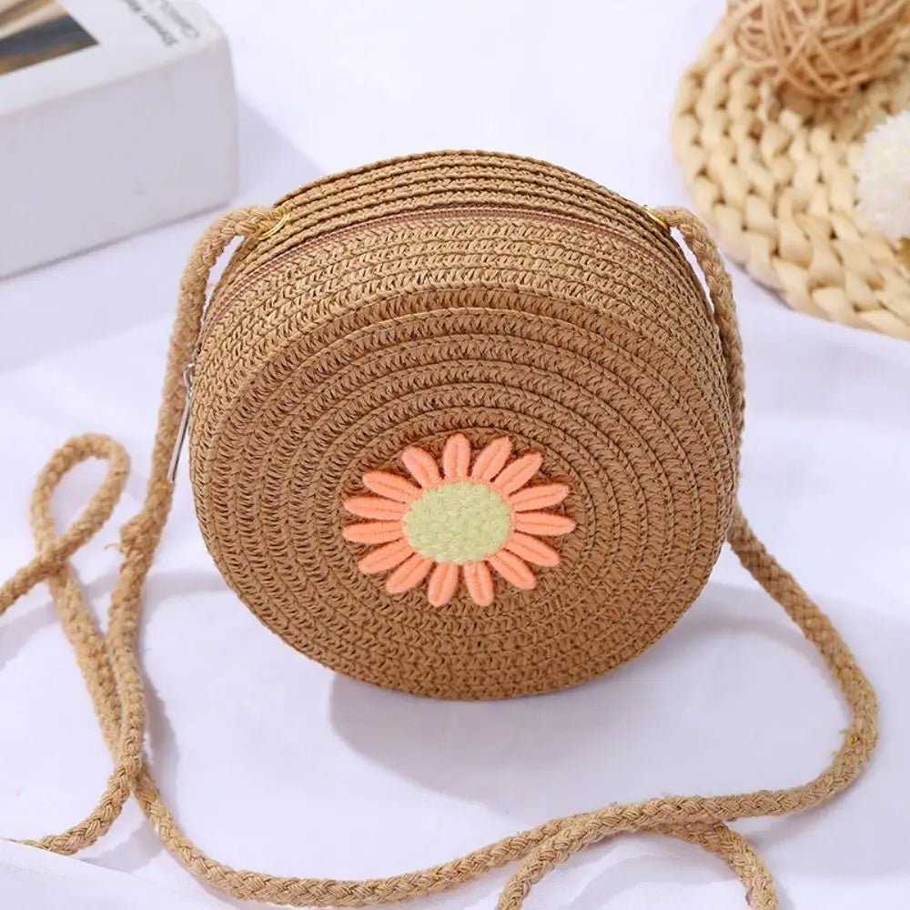 Handmade Round Rattan Crossbody Bag