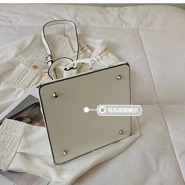 Geo Triangle Drawstring Bucket Bag
