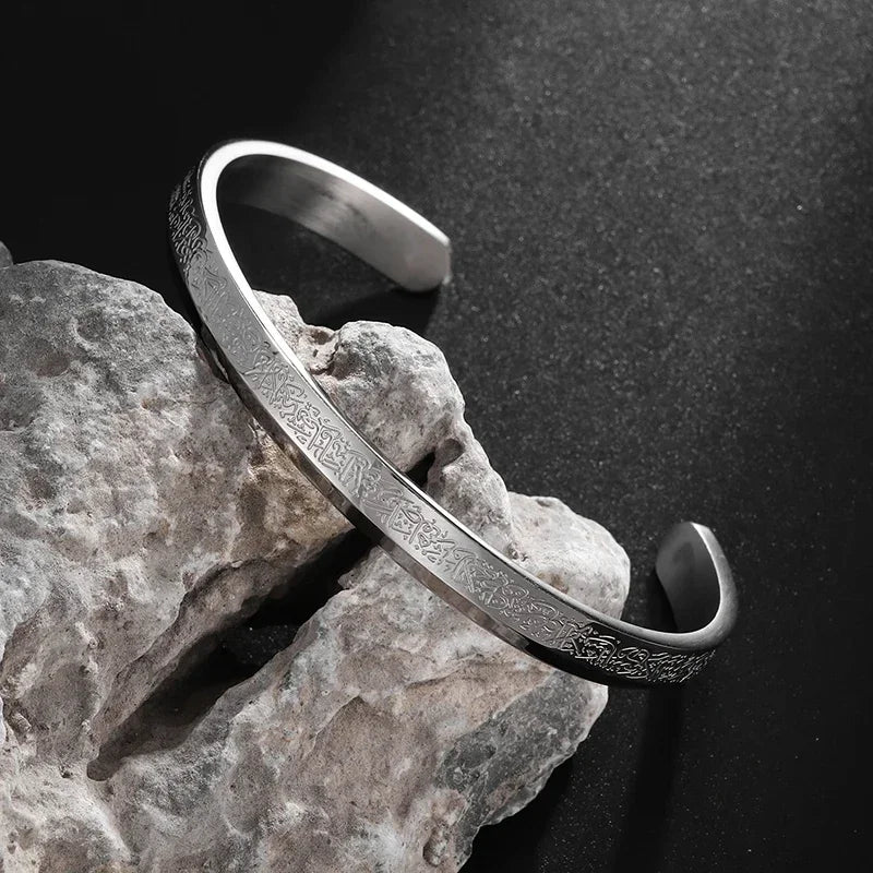 Polished Steel Open Cuff Bangle