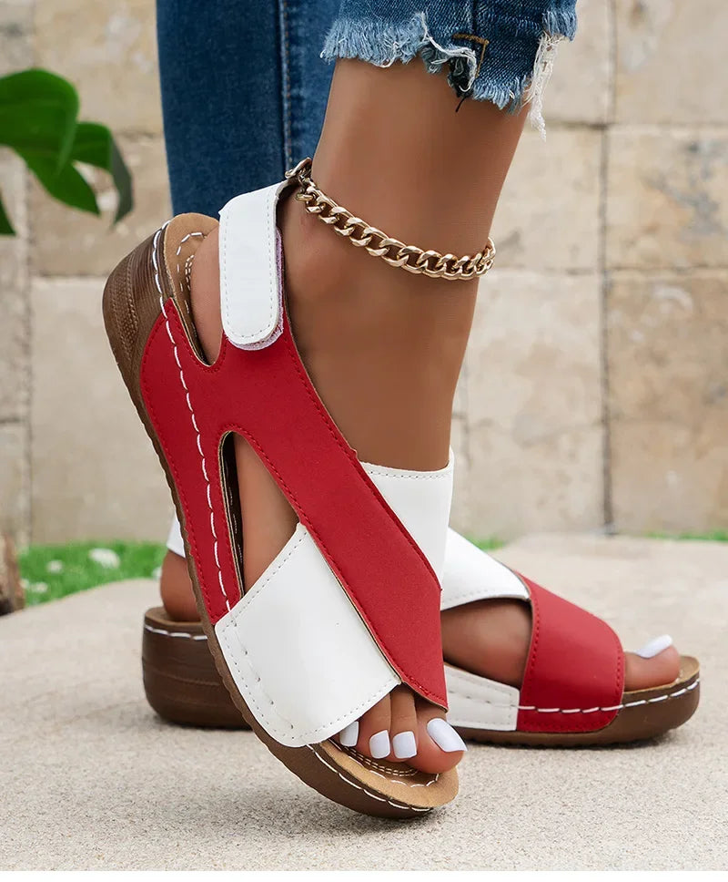 Casual Style Colorblock Wedge Sandals