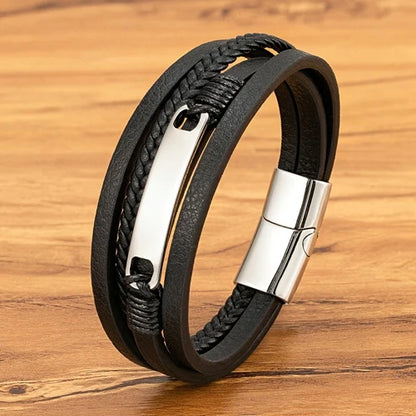 Braided Leather Statement Bracelet