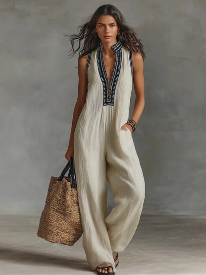 Effortless Elegance Deep V-Neck Jumpsuit