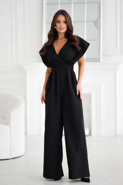 Elegant V-Neck Wide Leg Jumpsuit