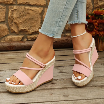 Luxe Woven Platform Wedge Sandals